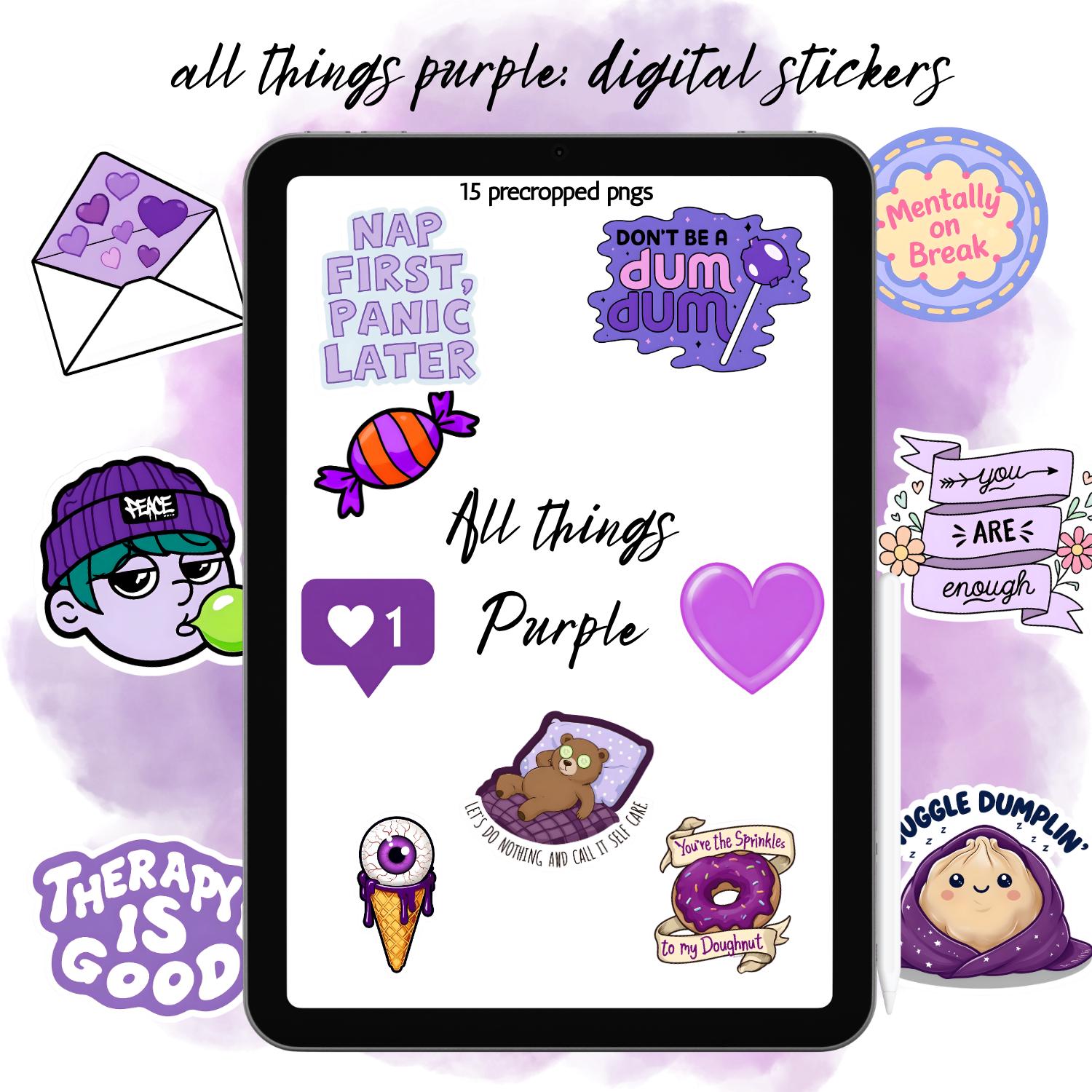 Purple Notepad Sticker Purple Digital Stickers | Goodnotes Planner PNG Bundle (15 Ct) - Etsy