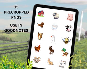 Barnyard Buddies – 15 Adorable Farm Animal Stickers for Digital Planning