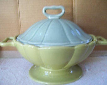 Ceramic Covered Bowl by Waterford, Blue Green
