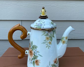 Camp MacKenzie Child Floral Enamelware Tea Pot