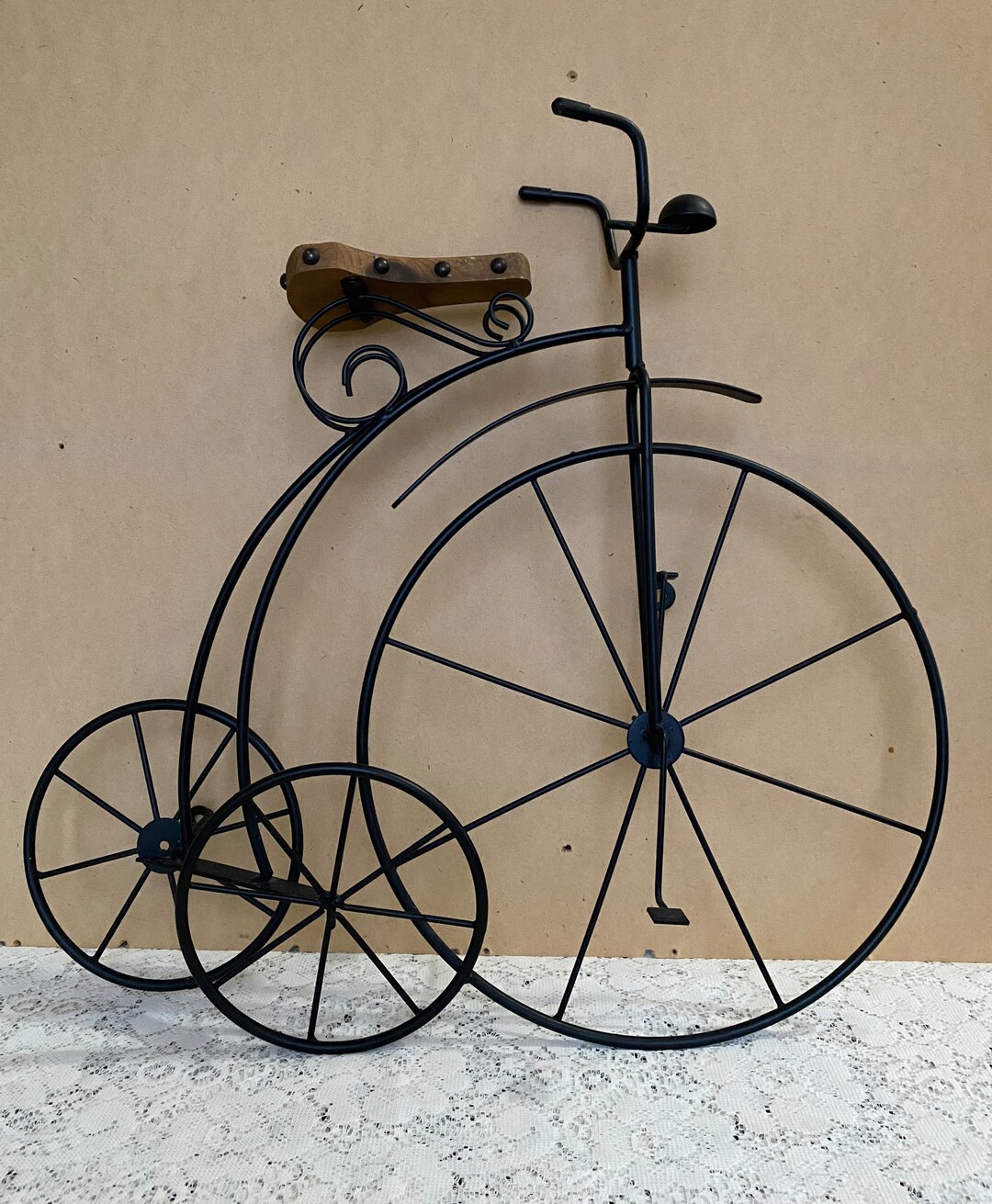 Victorian Style Bicycle Wall Hanging, Metal Bicycle Wall Art, Solid