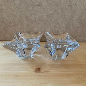 Pair of Daum France Crystal Candle Holders Candlesticks Vintage Set of 2