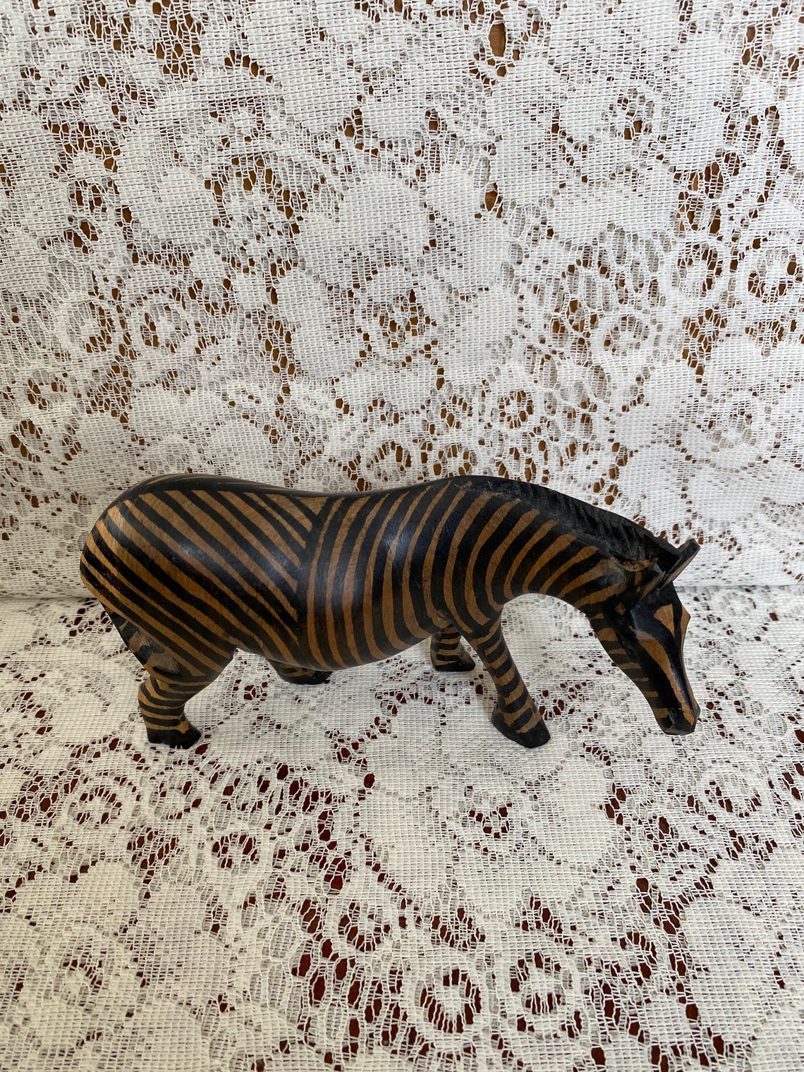 Wooden zebra figurine Etsy