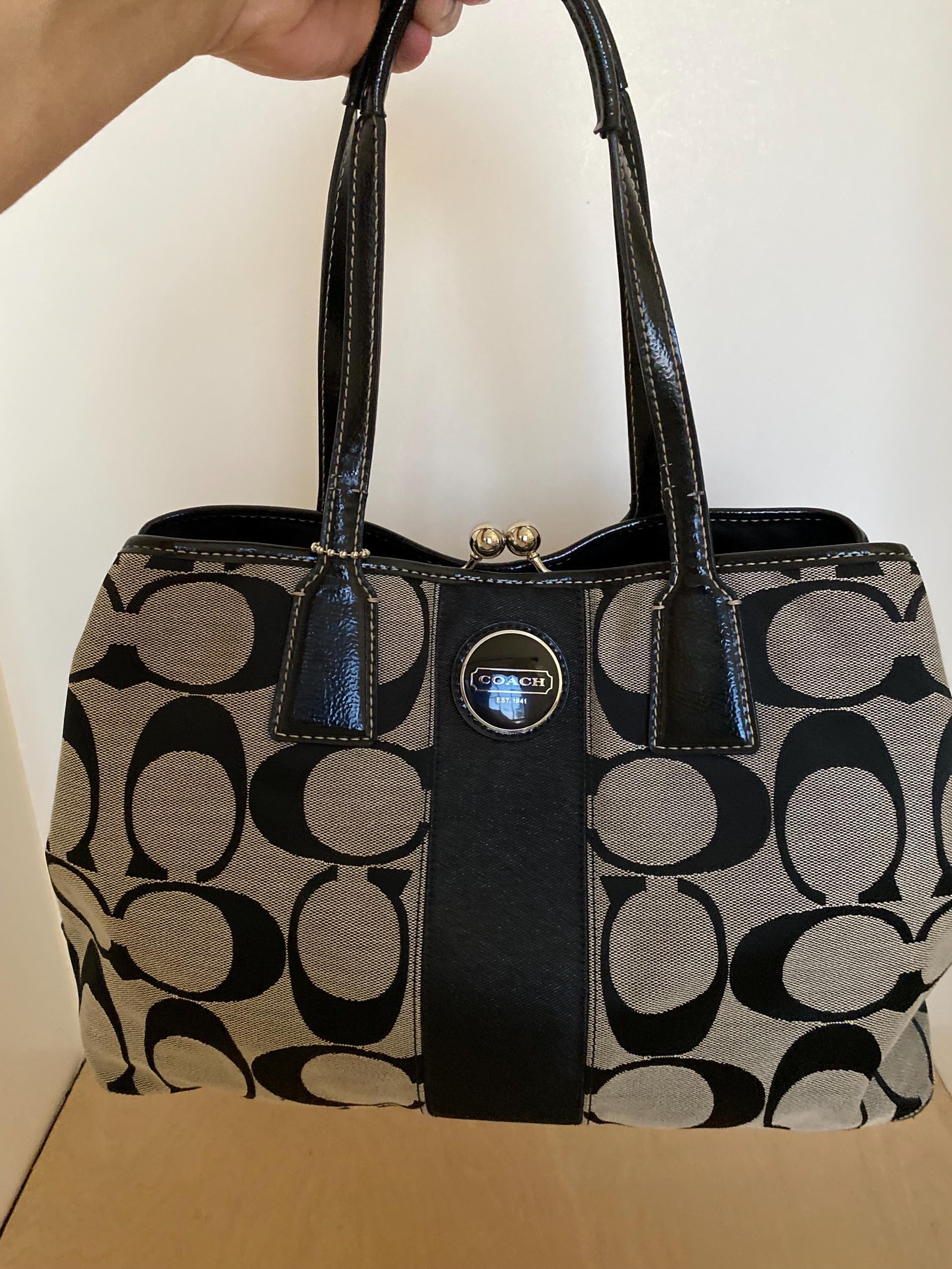 Coach Handbag, Coach Signature C Stripe Carryall With Kisslock