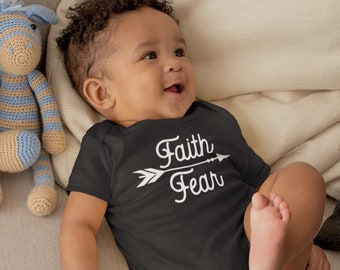 Faith Over Fear Baby Bodysuit, Infant Bodysuit, Faith Arrow Baby Bodysuit, Faith Baby Bodysuit, Cute Baby Bodysuit