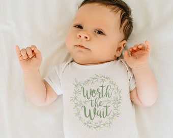 Worth The Wait Baby Infant Bodysuit, IVF Pregnancy Announcement Picture Baby One Piece Bodysuit, Baby Announcment