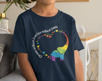 Dream Without Fear Pride Toddler & Kids Youth T-Shirt, Rainbow Gay Pride Kids Tee, LGBTQ Pride Youth Shirt