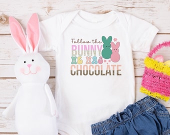 Follow the Bunny Easter Baby Bodysuit, Easter Bunny Baby Outfit, Easter Infant Bodysuit