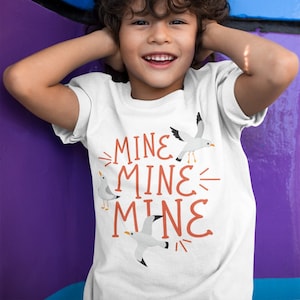 Mine Mine Mine Toddler & Kids Youth T-Shirt, Cute Summer Kids Shirts, Seagulls Kid Shirts, Seagull Beach Shirts, Cute Seagulls Tee