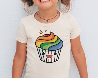 Rainbow Cupcake Pride Toddler & Kids Youth T-Shirt, Rainbow Gay Pride Kids Tee, LGBTQ Pride Youth Shirt