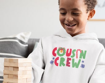 Christmas Cousin Crew Youth Hoodie, Cute Family Group Matching Sibling Cousins Hooded Sweatshirt