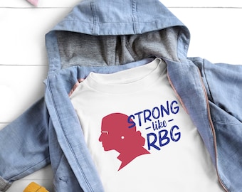 Strong Like RBG Toddler & Kids Youth T-Shirt, Youth Ruth Bader Ginsburg Feminist Feminism Justice Equality RIP Ruth Kids Tee