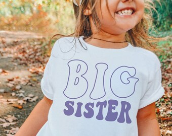 Wavy Big Sister Toddler Youth and Baby Shirt, Big Sister Shirt, Big Sister New Baby Graphic Tee