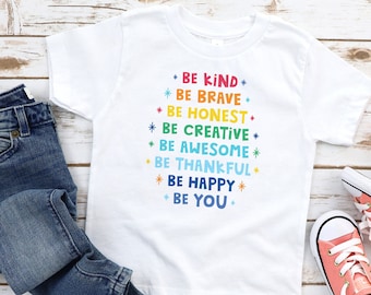 Rainbow Be Kind Be You Toddler & Kids Youth T-Shirt, Kids Be Kind Shirt, Youth Kindness Shirt, Kids Diversity Tee, Kids Graphic Tee