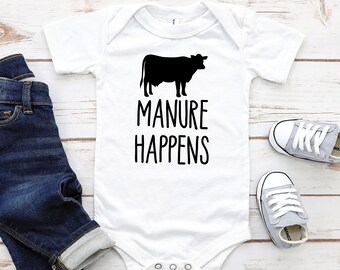 Manure Happens Baby Bodysuit, Farm Infant One Piece, Farmer Baby, Cute Baby Outfit, Baby Shower Gift