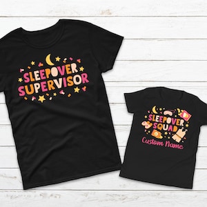 Sleepover Mommy and Me Group Matching Shirts, Sleepover Shirts, Custom Sleepover Birthday Tees, Custom Name Sleepover T-shirts