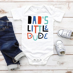 Dad&#39;s Little Dude Baby Bodysuit, Infant Bodysuit, Funny Baby Outfit, Baby Shower Funny Bodysuit Gift