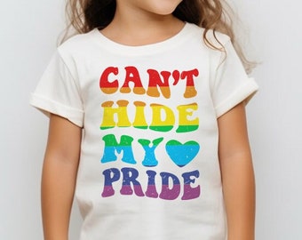 Can't Hide My Pride Toddler & Kids Youth T-Shirt, Rainbow Gay Pride Kids Tee, LGBTQ Pride Youth Shirt