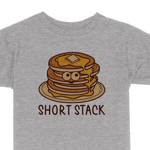 Short Stack Pancakes Toddler & Kids Youth T-Shirt, Funny Kids Shorty Pancakes Breakfast Nickname Graphic Tee Gray