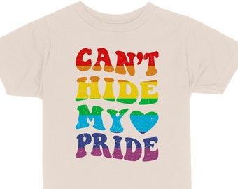 Can't Hide My Pride Toddler & Kids Youth T-Shirt, Rainbow Gay Pride Kids Tee, LGBTQ Pride Youth Shirt