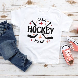 Talk Hockey To Me Toddler & Kids Youth T-Shirt, Hockey Player Tees, Kids Sports Shirts