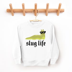 Slug Life Youth Crewneck Sweatshirt, Kids Funny Punk Slug Thug Life Graphic Pullover Sweatshirt
