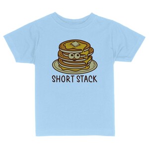 Short Stack Pancakes Toddler & Kids Youth T-Shirt, Funny Kids Shorty Pancakes Breakfast Nickname Graphic Tee Light Blue