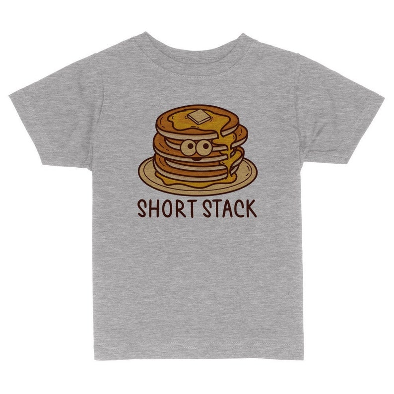 Short Stack Pancakes Toddler & Kids Youth T-Shirt, Funny Kids Shorty Pancakes Breakfast Nickname Graphic Tee Gray