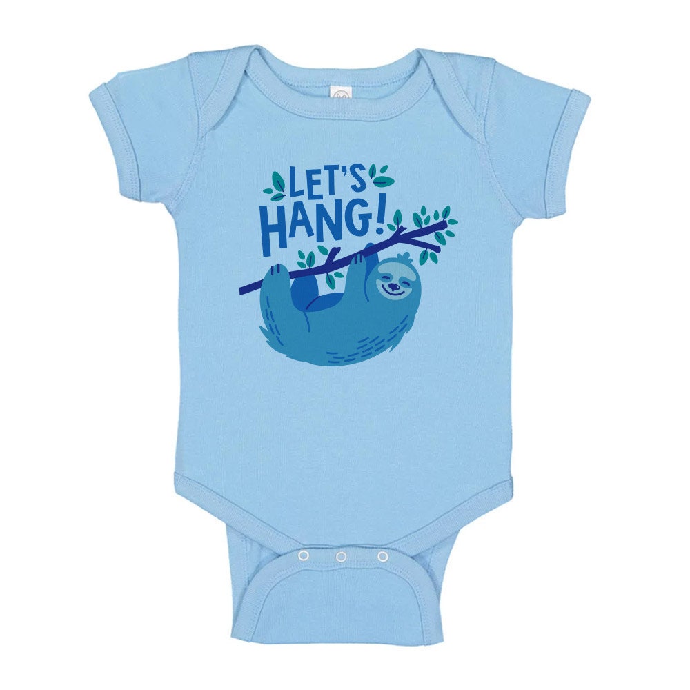 Let's Hang Sloth Baby Onesie Infant Bodysuit Cute Animal Etsy