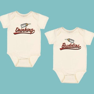 Drinking Buddies Twins Baby Infant Bodysuit, Baby Matching Twins Duo Outfits, Bottle Drinking Buddies Outfits for Twins