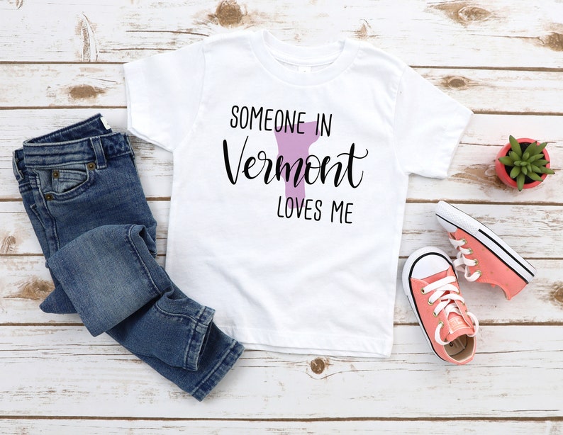 Someone In Vermont Loves Me Toddler Youth Shirt and Baby Bodysuit, Vermont Family Kid Shirt, Family in Vermont, New Baby Gift image 2