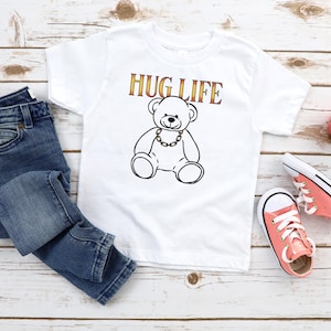 Hug Life Teddy Bear Toddler & Kids Youth T-Shirt, Kids Hug Life Shirts, Cute Thug Life Kids Shirts, Kid Bear Shirt