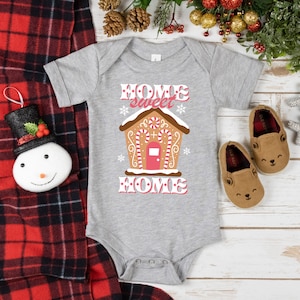 Home Sweet Home Gingerbread House Baby Bodysuit, Infant Bodysuit, Cute Christmas Winter Holiday Baby Outfit, Baby shower gift