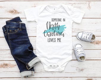 Someone In North Carolina Loves Me Toddler Youth Shirt & Baby Bodysuit, North Carolina Family Kid Shirt, Family in North Carolina, New Baby