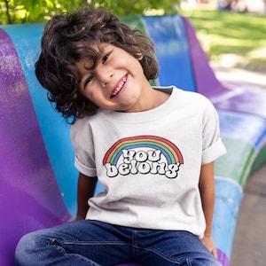 You Belong Pride Toddler & Kids Youth T-Shirt, Rainbow Gay Pride Kids Tee, LGBTQ Pride Youth Shirt