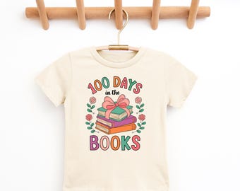 In The Books 100 Days of School Toddler & Kids Youth Tee, School Shirt, One Hundred Days Celebration Outfit