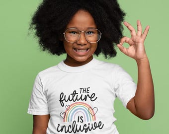 The Future Is Inclusive Toddler & Kids Youth T-Shirt, Rainbow Gay Pride Kids Tee, LGBTQ Pride Youth Shirt