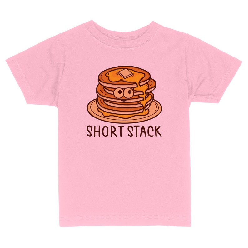 Short Stack Pancakes Toddler & Kids Youth T-Shirt, Funny Kids Shorty Pancakes Breakfast Nickname Graphic Tee Light Pink