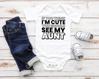 Aunt Onesie®, My Auntie Loves Me A Ton, Nephew Gift, Aunt Baby Bodysui U2013 Bella Lexi Boutique