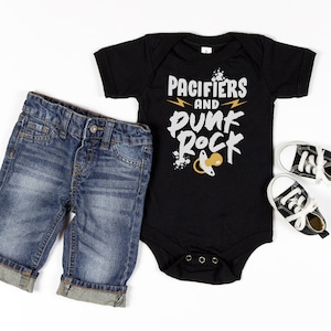 Pacifiers and Punk Rock Baby Bodysuit, Punk Rock Infant Bodysuit, Punk Baby, Emo Baby Bodysuit