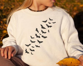 Lots Of Bats Toddler Crewneck Sweatshirt, Cute Halloween Pullover for Pumpkin Patches