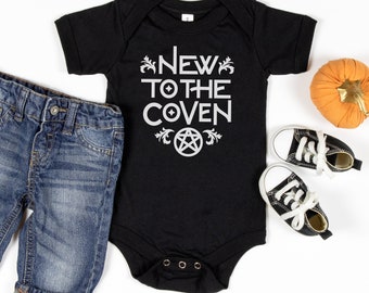 New To The Coven Baby Bodysuit, Infant Bodysuit, Cute Spooky Halloween Bodysuit, Witch Baby Bodysuit, Witchy Baby Bodysuit
