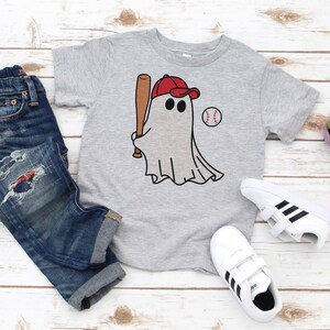 Baseball Ghost Toddler & Kids Youth T-Shirt, Children's Baseball Halloween Ghost Graphic Tee, Halloween Outfit, Halloween Tee
