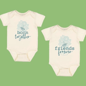 Born Together Friends Forever Twins Baby Infant Bodysuit, Baby Matching Twins Duo Outfits, Forever Friends Outfits for Twins