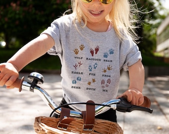 Types of Animal Tracks Toddler and Youth Tee, Cute Outdoor Shirt for Nature Lovers