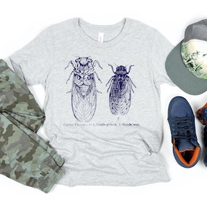 Cicada Illustration Toddler & Kids Youth T-Shirt, Kids Bug Shirts, Cicada Kids Shirts, Kid Bug Shirts, Cicada Kid Shirts, Cicada Graphics