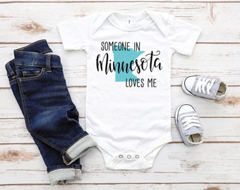 Someone In Minnesota Loves Me Toddler Youth Shirt and Baby Bodysuit, Minnesota Family Kid Shirt, Family in Minnesota, New Baby Gift