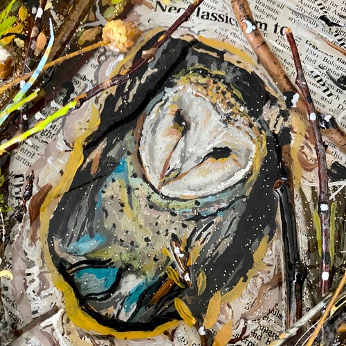Decorative Resin Owl Painting with Wood,Flowers and Acrylic-Magical-3d effect. aA Touch of Nature shops