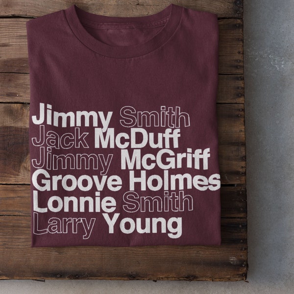 Hammond B3 Heroes T-Shirt - Jimmy Smith, Jack McDuff, Jimmy McGriff, Groove Holmes, Lonnie Smith, Larry Young