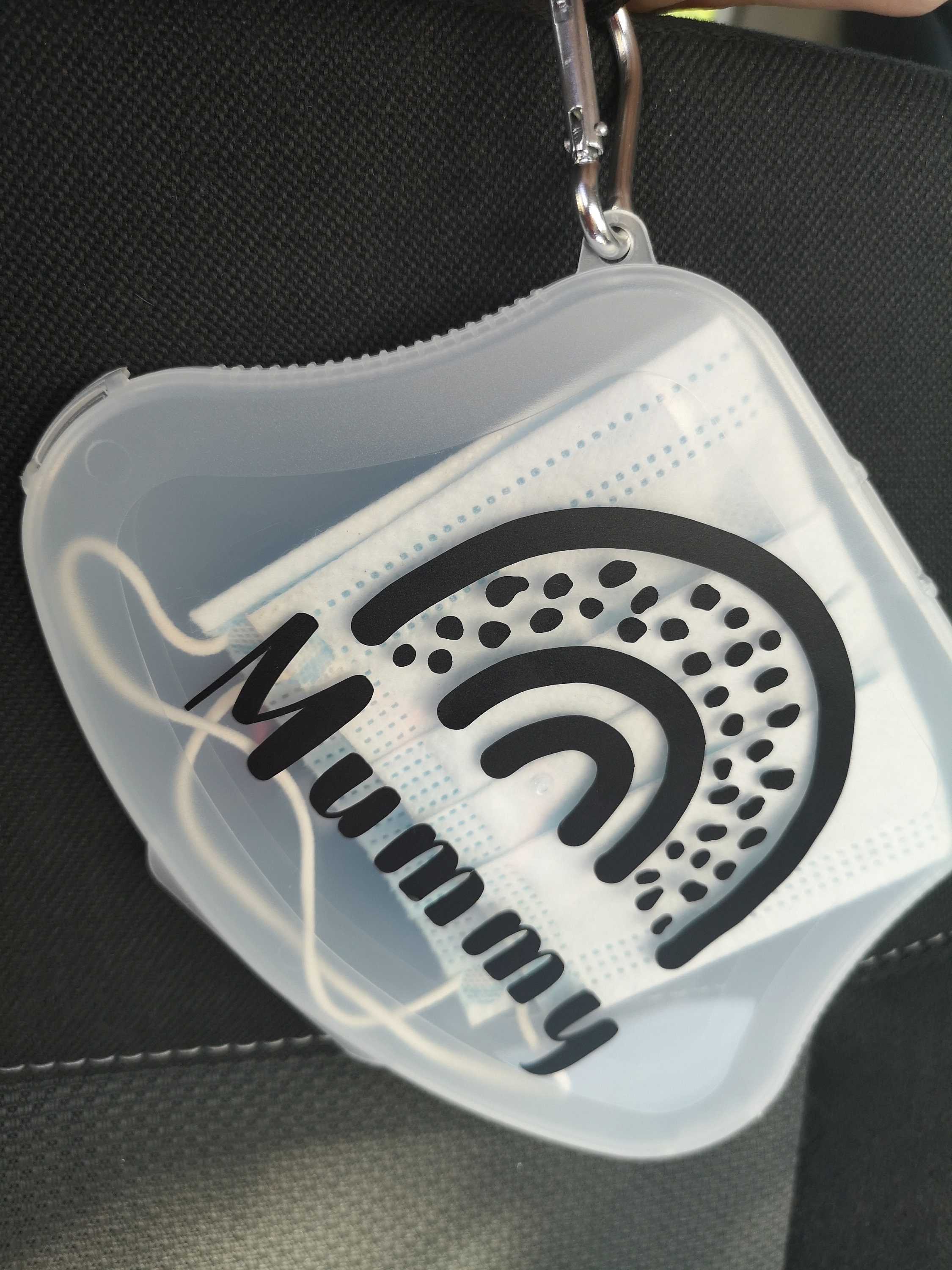 Personalised face mask case holder with keyring clip hook. Etsy